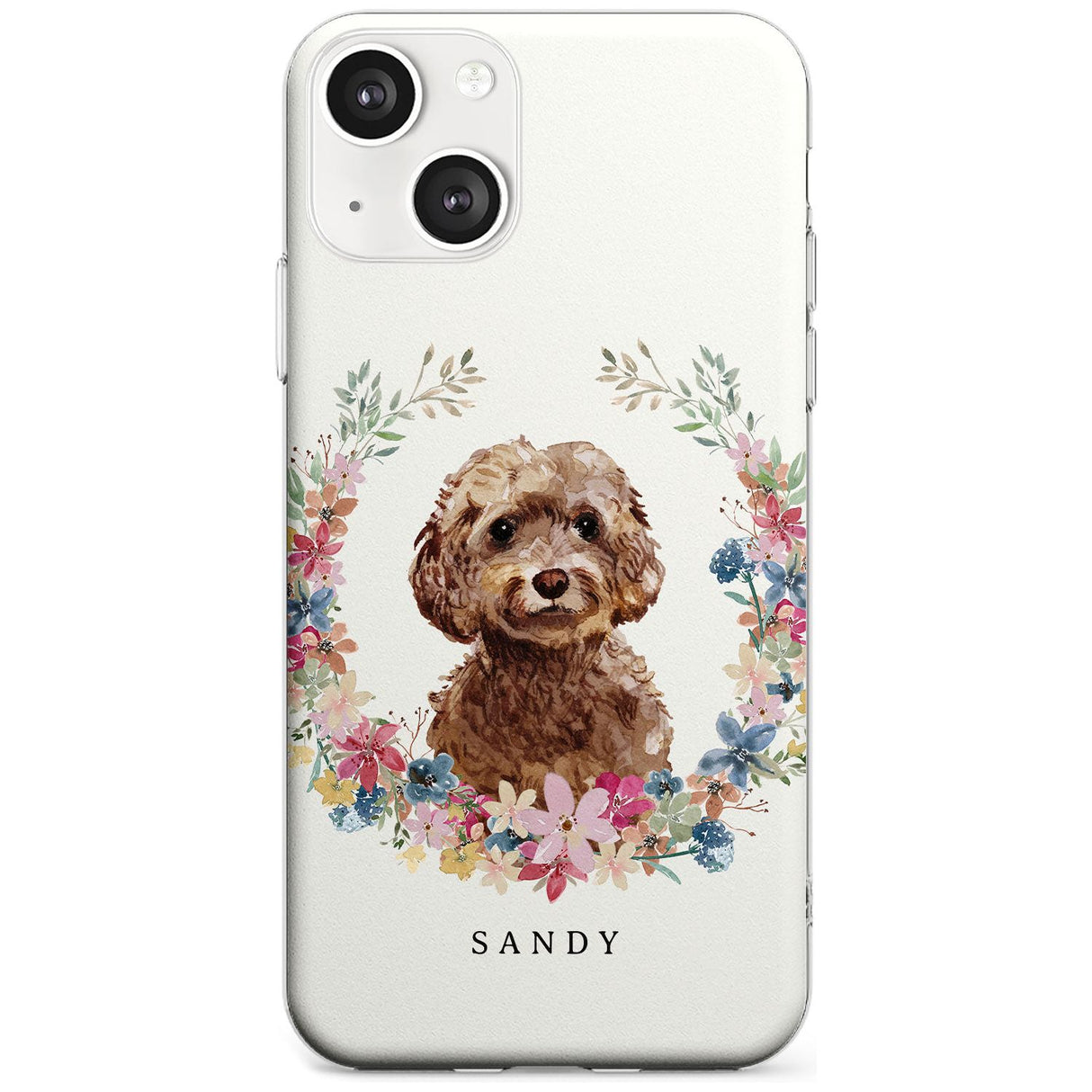 Personalised Brown Cockapoo - Watercolour Dog Portrait Custom Phone Case iPhone 13 / Clear Case,iPhone 13 Mini / Clear Case,iPhone 14 / Clear Case,iPhone 14 Plus / Clear Case Blanc Space