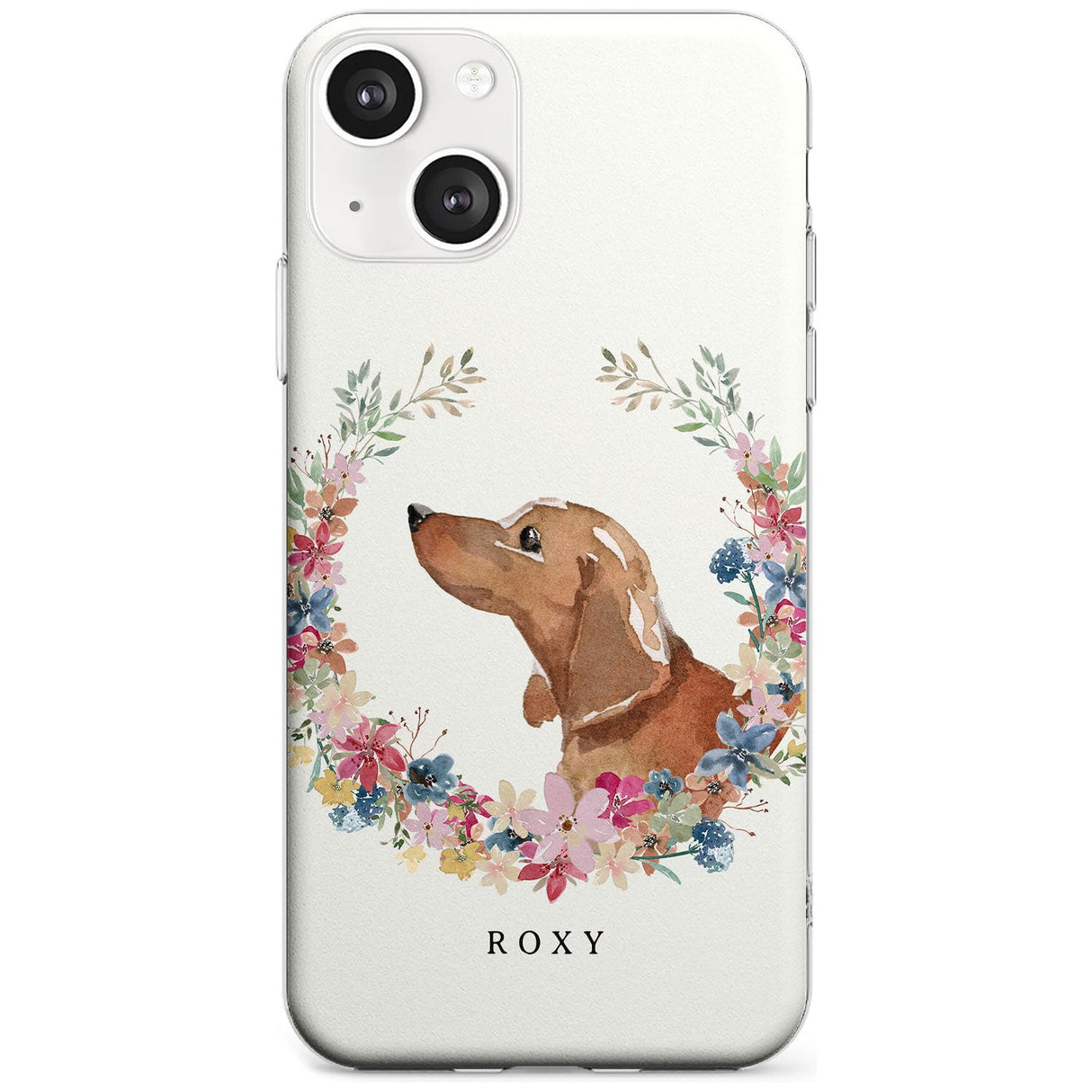Personalised Tan Dachshund - Watercolour Dog Portrait Custom Phone Case iPhone 13 / Clear Case,iPhone 13 Mini / Clear Case,iPhone 14 / Clear Case,iPhone 14 Plus / Clear Case Blanc Space