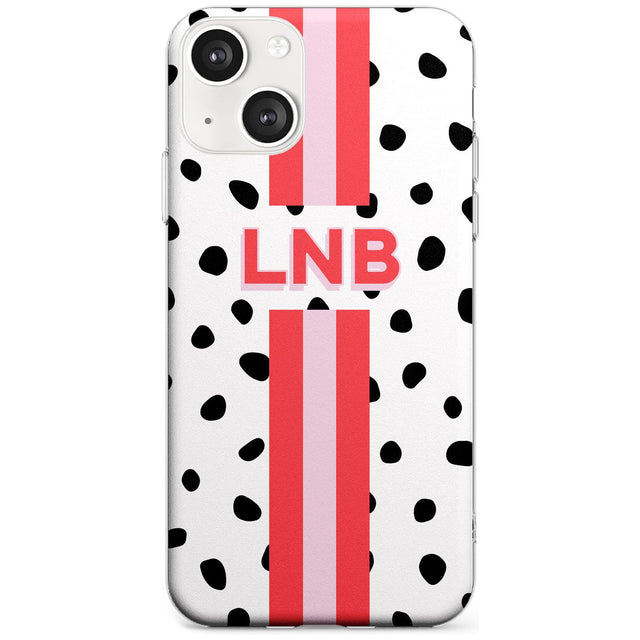 Personalised Polka & Pink Stripe Custom Phone Case iPhone 13 / Clear Case,iPhone 13 Mini / Clear Case,iPhone 14 / Clear Case,iPhone 14 Plus / Clear Case Blanc Space