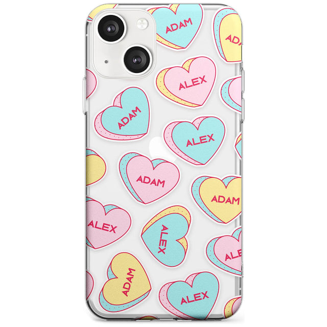 Personalised Text Love Hearts Custom Phone Case iPhone 13 / Clear Case,iPhone 13 Mini / Clear Case,iPhone 14 / Clear Case,iPhone 14 Plus / Clear Case Blanc Space
