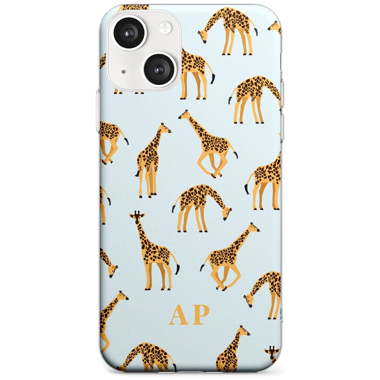 Personalised Safari Giraffe Pattern on Blue Custom Phone Case iPhone 13 / Clear Case,iPhone 13 Mini / Clear Case,iPhone 14 / Clear Case,iPhone 14 Plus / Clear Case Blanc Space