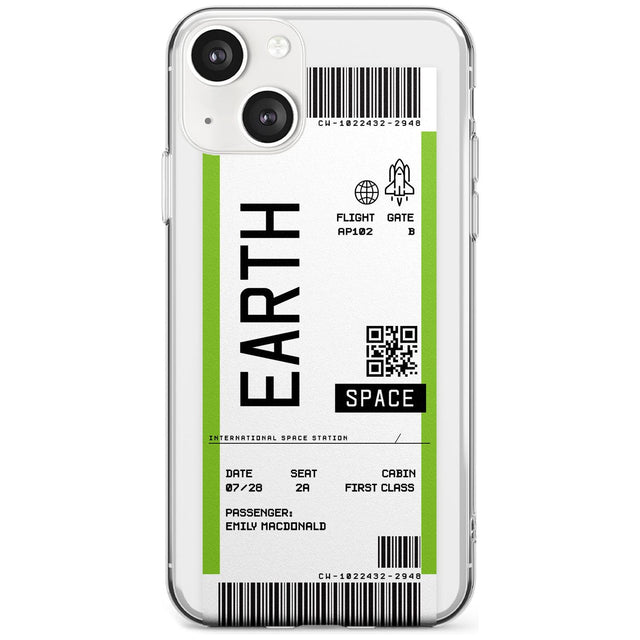 Personalised Earth Space Travel Ticket Custom Phone Case iPhone 13 / Clear Case,iPhone 13 Mini / Clear Case,iPhone 14 / Clear Case,iPhone 14 Plus / Clear Case Blanc Space