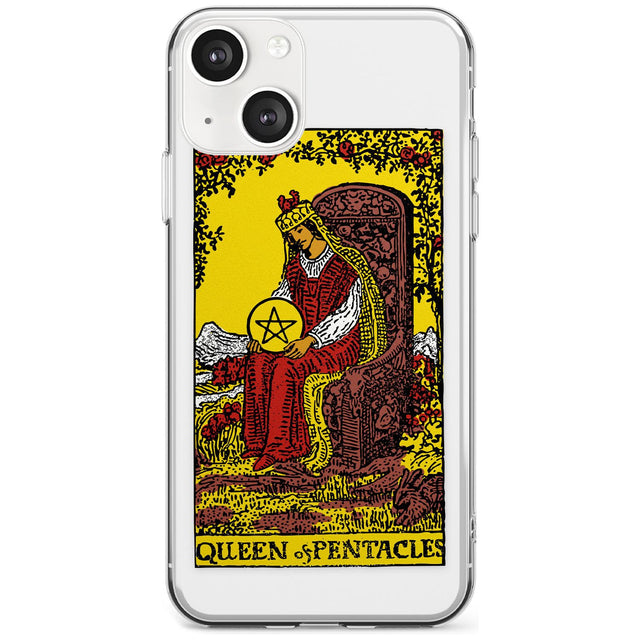 Personalised Queen of Pentacles Tarot Card - Colour Phone Case iPhone 13 / Clear Case,iPhone 13 Mini / Clear Case,iPhone 14 / Clear Case,iPhone 14 Plus / Clear Case Blanc Space