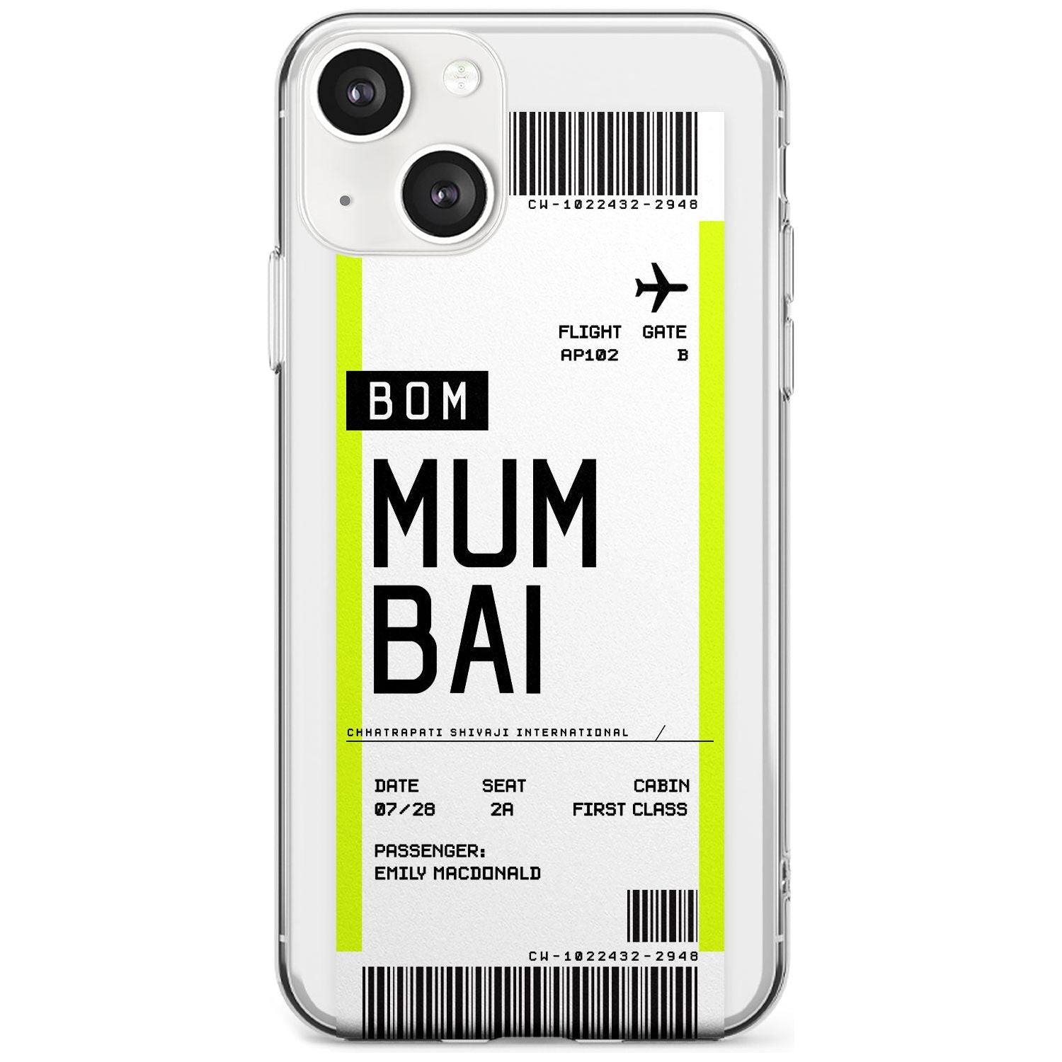 Personalised Mumbai Boarding Pass Custom Phone Case iPhone 13 / Clear Case,iPhone 13 Mini / Clear Case,iPhone 14 / Clear Case,iPhone 14 Plus / Clear Case Blanc Space