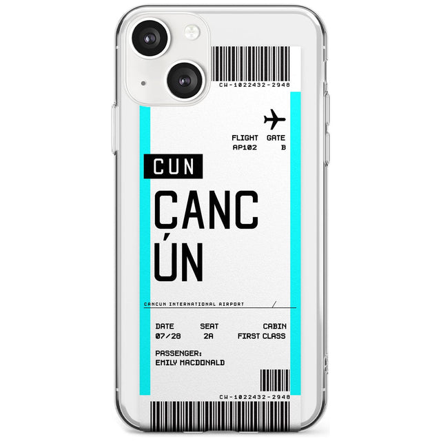 Personalised Cancún Boarding Pass Custom Phone Case iPhone 13 / Clear Case,iPhone 13 Mini / Clear Case,iPhone 14 / Clear Case,iPhone 14 Plus / Clear Case Blanc Space