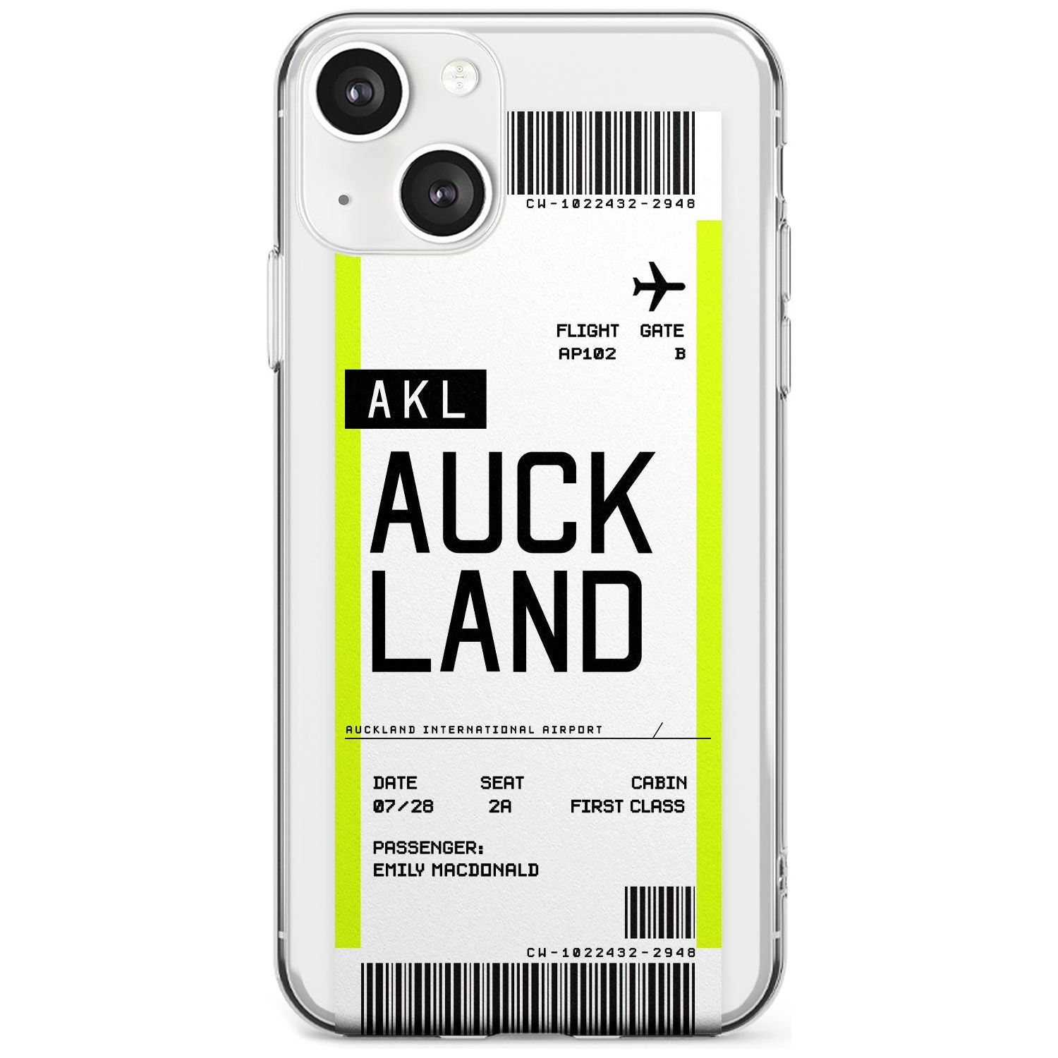 Personalised Auckland Boarding Pass Custom Phone Case iPhone 13 / Clear Case,iPhone 13 Mini / Clear Case,iPhone 14 / Clear Case,iPhone 14 Plus / Clear Case Blanc Space