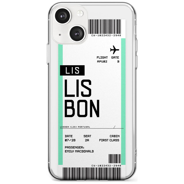 Personalised Lisbon Boarding Pass Custom Phone Case iPhone 13 / Clear Case,iPhone 13 Mini / Clear Case,iPhone 14 / Clear Case,iPhone 14 Plus / Clear Case Blanc Space