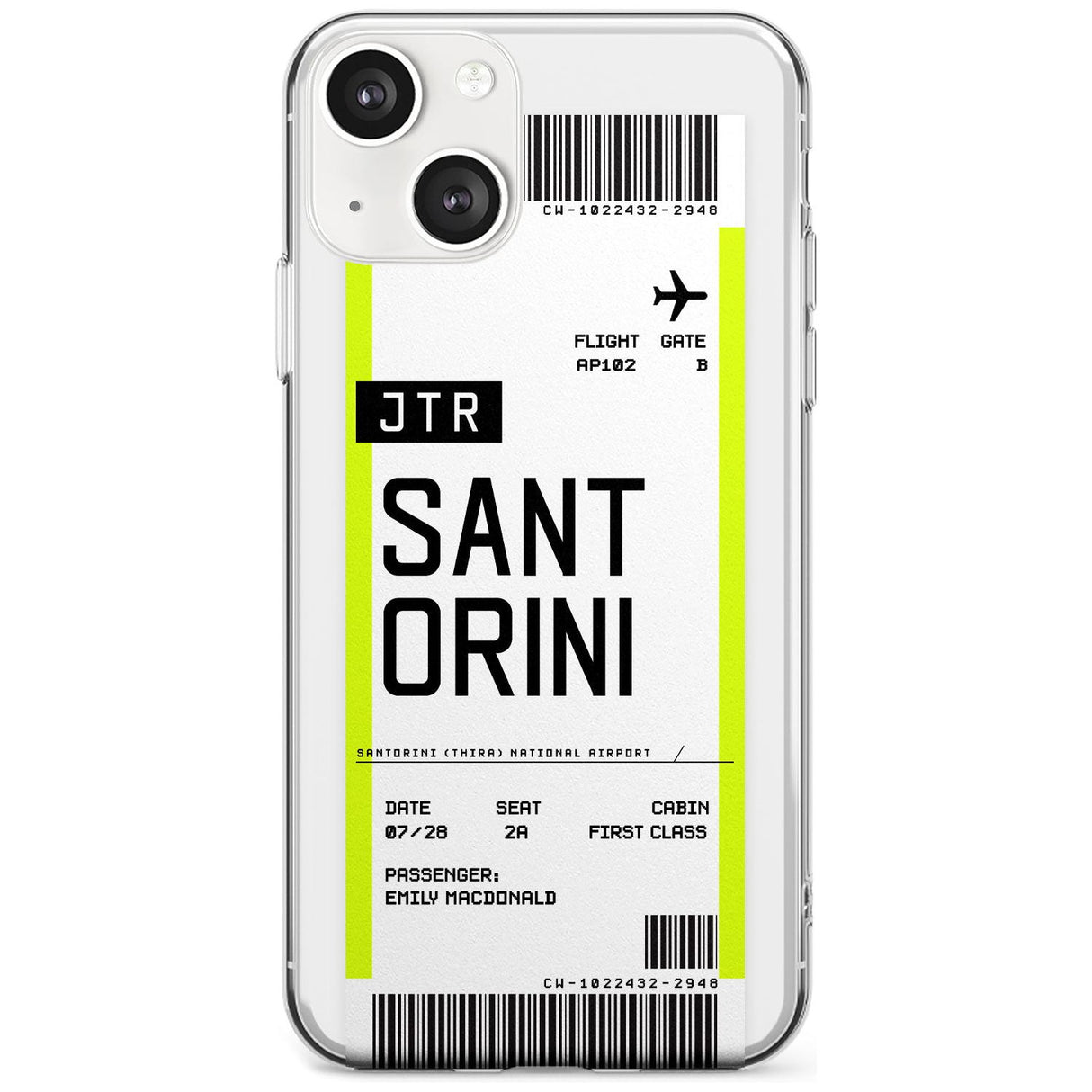 Personalised Santorini Boarding Pass Custom Phone Case iPhone 13 / Clear Case,iPhone 13 Mini / Clear Case,iPhone 14 / Clear Case,iPhone 14 Plus / Clear Case Blanc Space