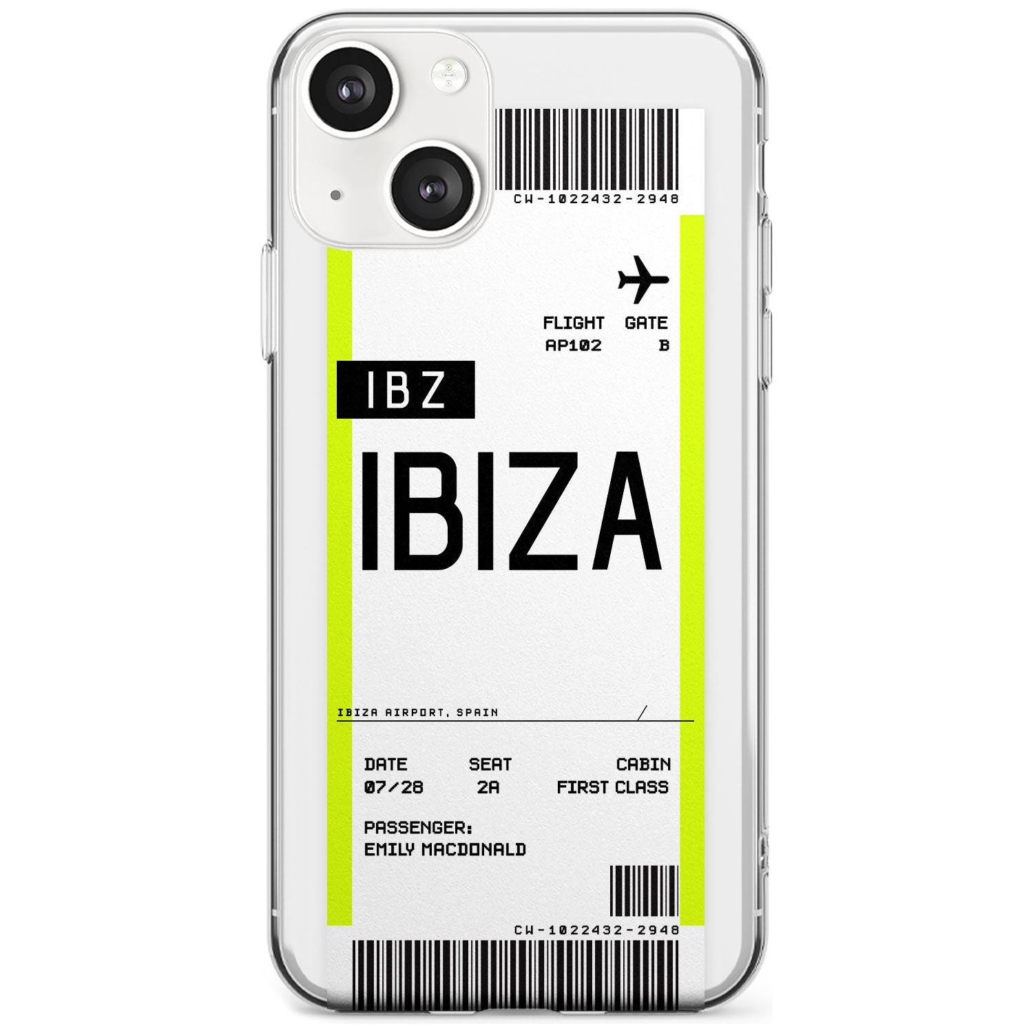 Personalised Ibiza Boarding Pass Custom Phone Case iPhone 13 / Clear Case,iPhone 13 Mini / Clear Case,iPhone 14 / Clear Case,iPhone 14 Plus / Clear Case Blanc Space