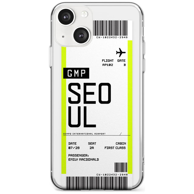 Personalised Seoul Boarding Pass Custom Phone Case iPhone 13 / Clear Case,iPhone 13 Mini / Clear Case,iPhone 14 / Clear Case,iPhone 14 Plus / Clear Case Blanc Space