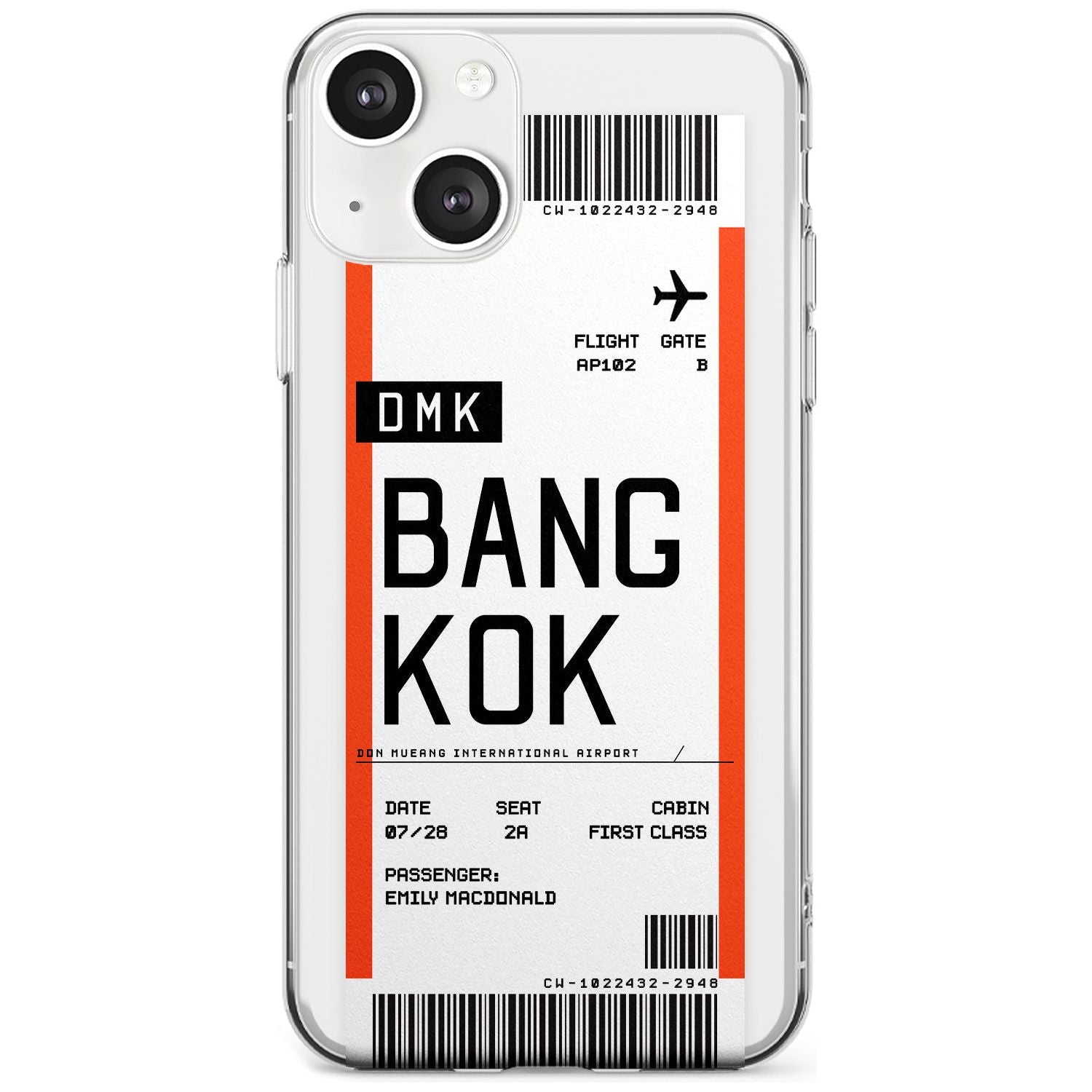 Personalised Bangkok Boarding Pass Custom Phone Case iPhone 13 / Clear Case,iPhone 13 Mini / Clear Case,iPhone 14 / Clear Case,iPhone 14 Plus / Clear Case Blanc Space