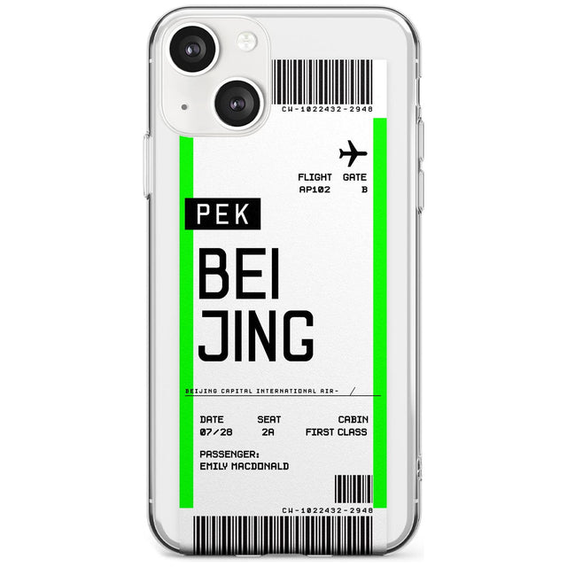 Personalised Beijing Boarding Pass Custom Phone Case iPhone 13 / Clear Case,iPhone 13 Mini / Clear Case,iPhone 14 / Clear Case,iPhone 14 Plus / Clear Case Blanc Space
