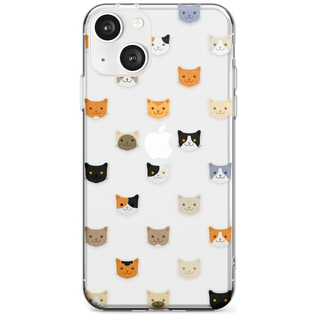 Cute Cat Face Transparent Phone Case iPhone 13 Mini / Clear Case,iPhone 13 / Clear Case,iPhone 14 Plus / Clear Case,iPhone 14 / Clear Case Blanc Space