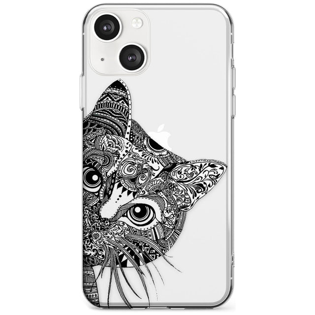 Henna Cat Phone Case iPhone 13 Mini / Clear Case,iPhone 13 / Clear Case,iPhone 14 Plus / Clear Case,iPhone 14 / Clear Case Blanc Space