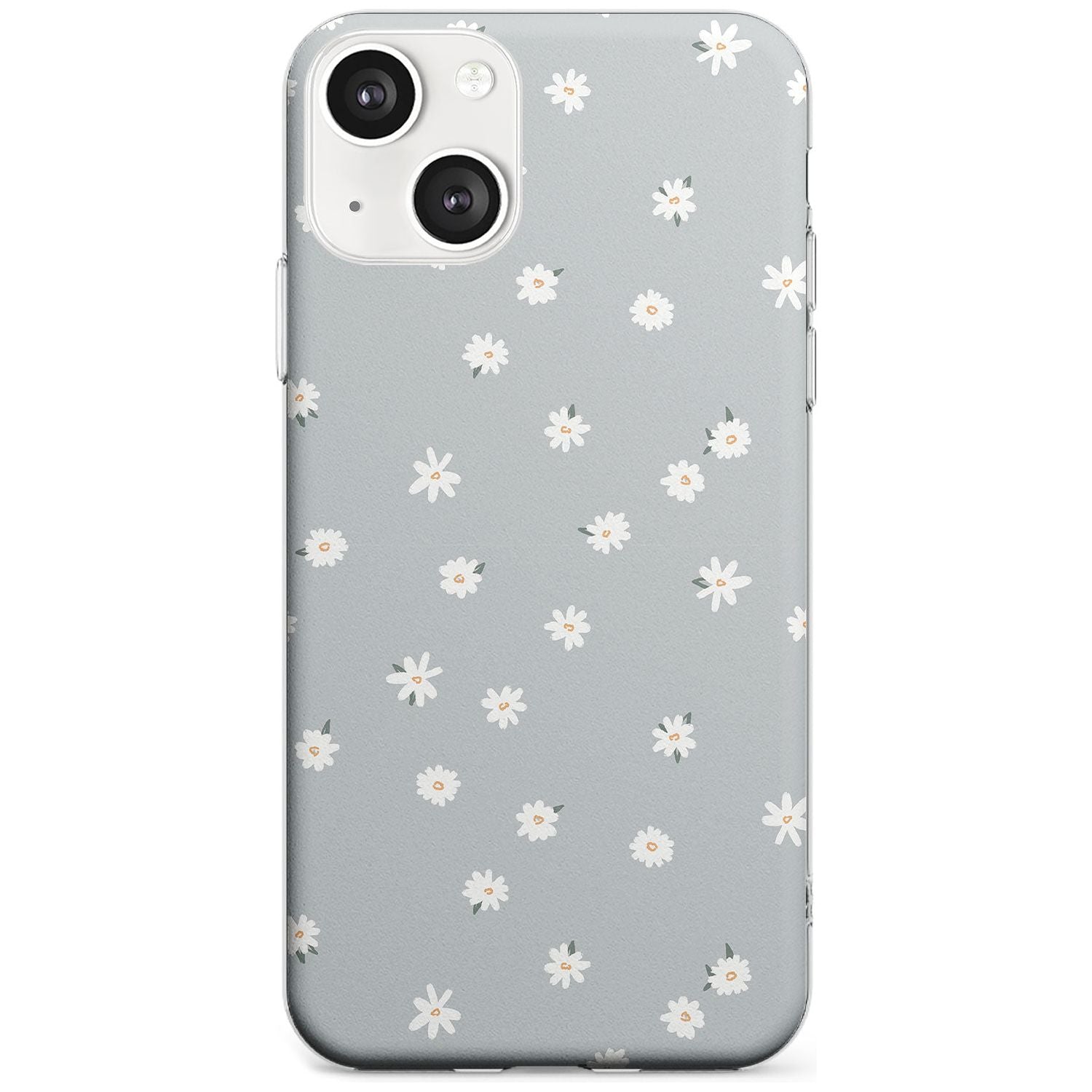 Painted Daisy Blue-Grey Cute Phone Case iPhone 13 / Clear Case,iPhone 13 Mini / Clear Case,iPhone 14 / Clear Case,iPhone 14 Plus / Clear Case Blanc Space