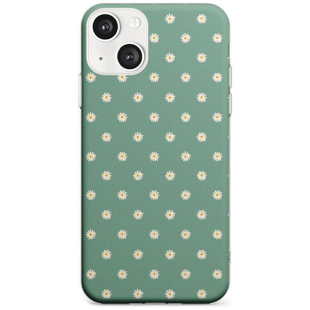 Daisy Pattern Teal Cute Floral Phone Case iPhone 13 / Clear Case,iPhone 13 Mini / Clear Case,iPhone 14 / Clear Case,iPhone 14 Plus / Clear Case Blanc Space
