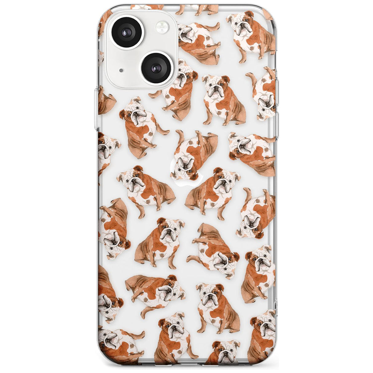 English Bulldog Watercolour Dog Pattern Phone Case iPhone 13 Mini / Clear Case,iPhone 13 / Clear Case,iPhone 14 Plus / Clear Case,iPhone 14 / Clear Case Blanc Space