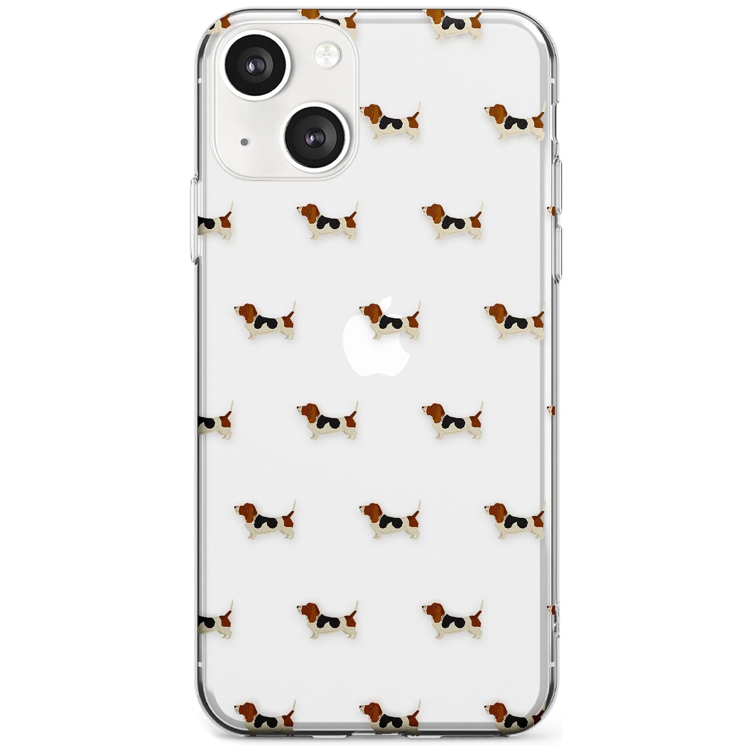 Basset Hound Dog Pattern Clear Phone Case iPhone 13 / Clear Case,iPhone 13 Mini / Clear Case,iPhone 14 / Clear Case,iPhone 14 Plus / Clear Case Blanc Space