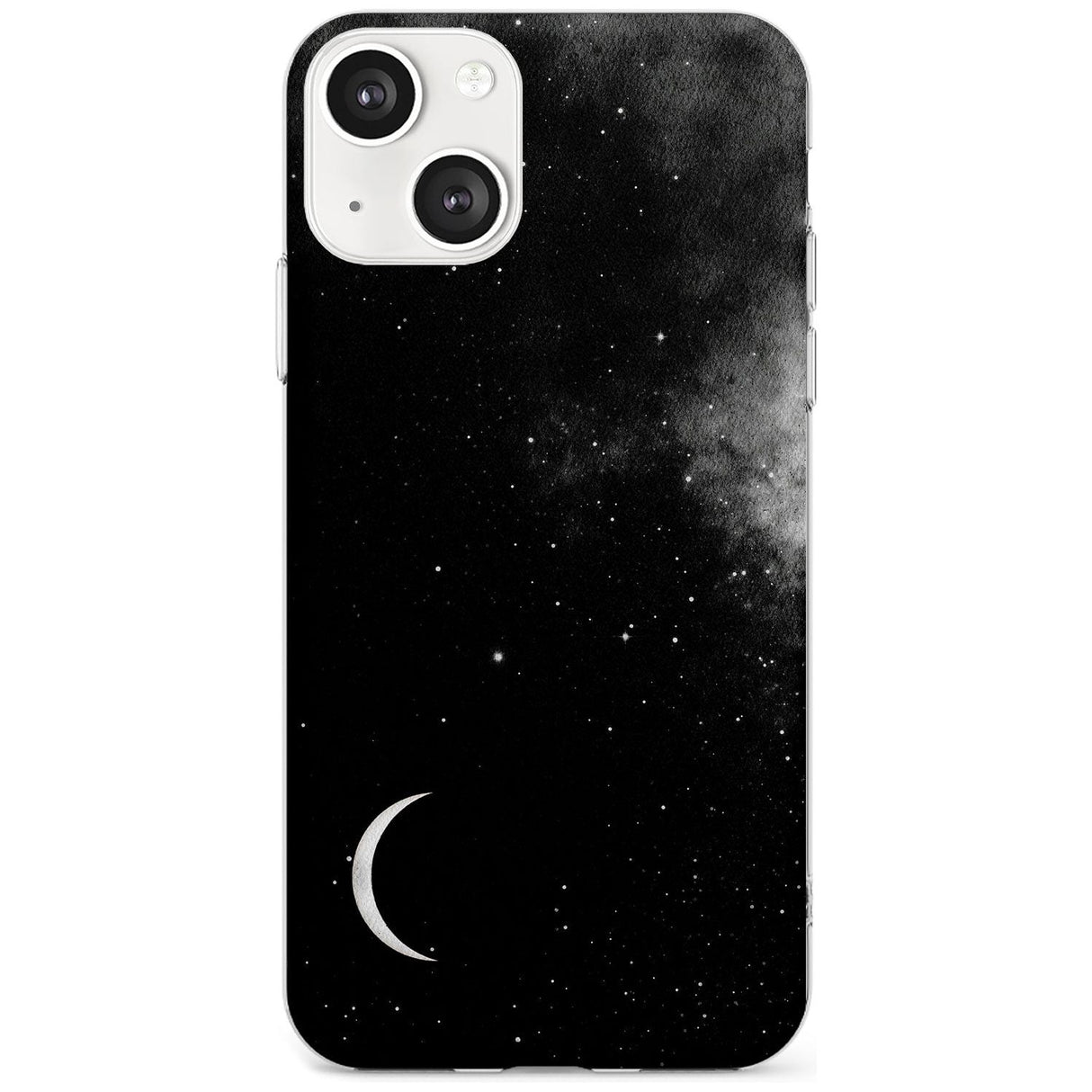 Night Sky Galaxies: Crescent Moon Phone Case iPhone 13 Mini / Clear Case,iPhone 13 / Clear Case,iPhone 14 Plus / Clear Case,iPhone 14 / Clear Case Blanc Space