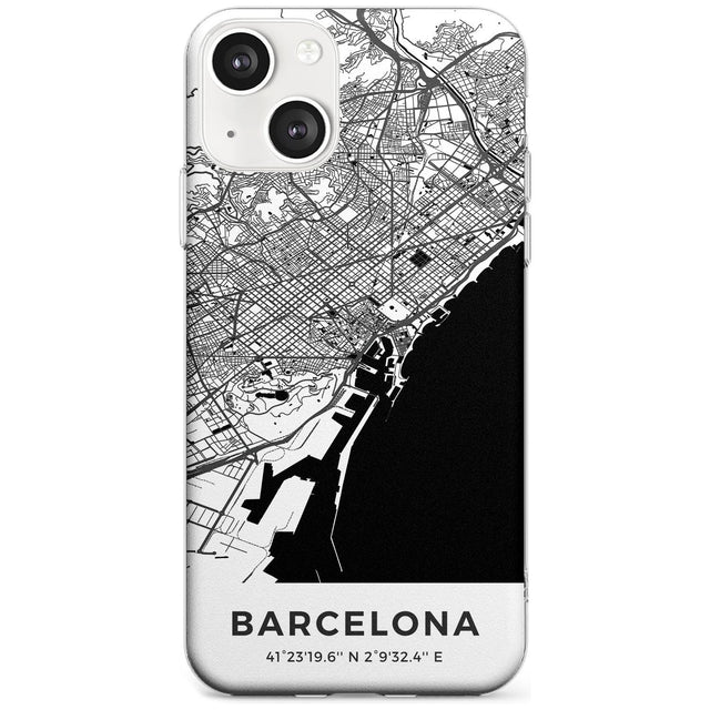 Map of Barcelona, Spain Phone Case iPhone 13 Mini / Clear Case,iPhone 13 / Clear Case,iPhone 14 Plus / Clear Case,iPhone 14 / Clear Case Blanc Space