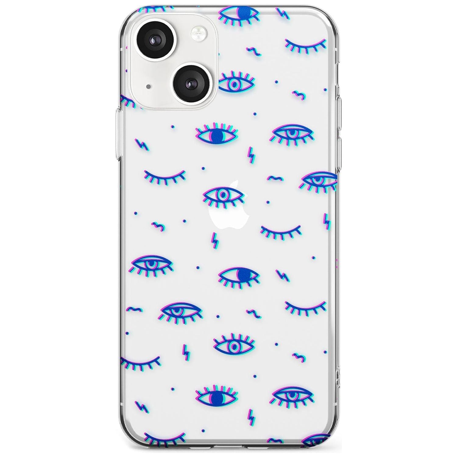 Duotone Psychedelic Eyes Phone Case iPhone 13 / Clear Case,iPhone 13 Mini / Clear Case,iPhone 14 / Clear Case,iPhone 14 Plus / Clear Case Blanc Space