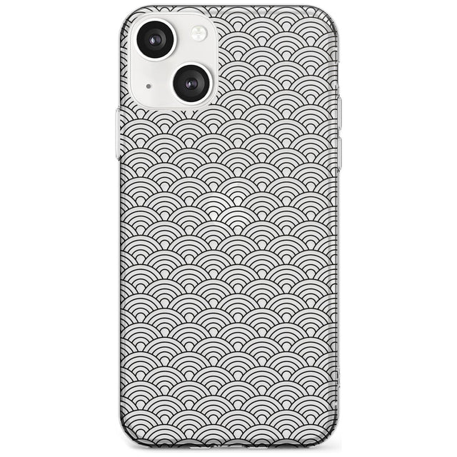 Abstract Lines: Scalloped Pattern Phone Case iPhone 13 / Clear Case,iPhone 13 Mini / Clear Case,iPhone 14 / Clear Case,iPhone 14 Plus / Clear Case Blanc Space