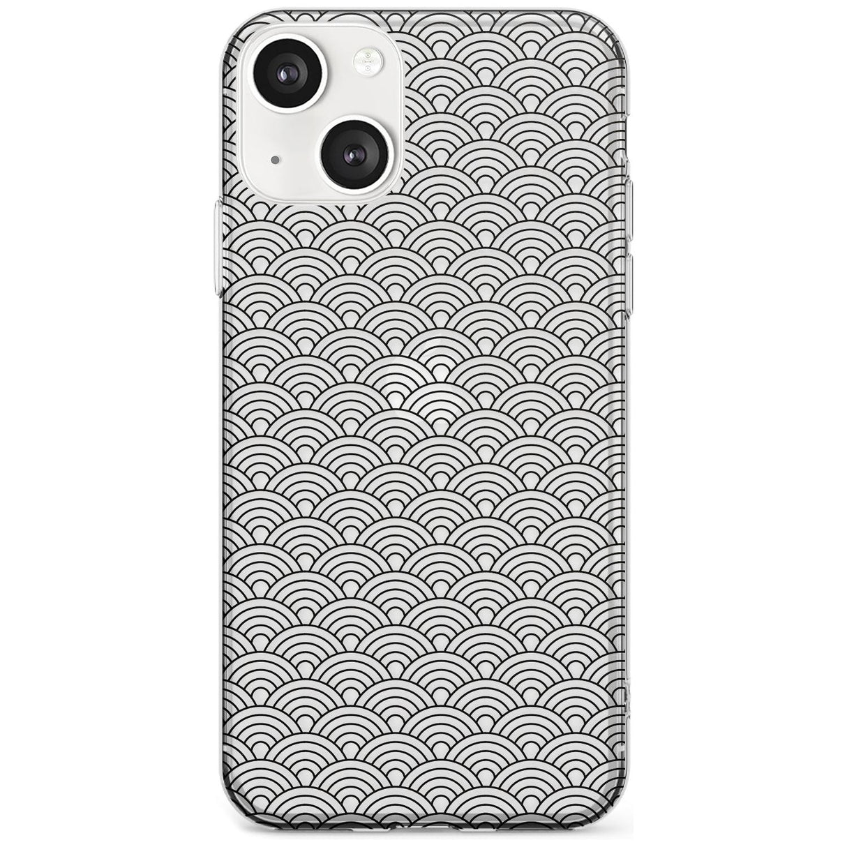 Abstract Lines: Scalloped Pattern Phone Case iPhone 13 / Clear Case,iPhone 13 Mini / Clear Case,iPhone 14 / Clear Case,iPhone 14 Plus / Clear Case Blanc Space
