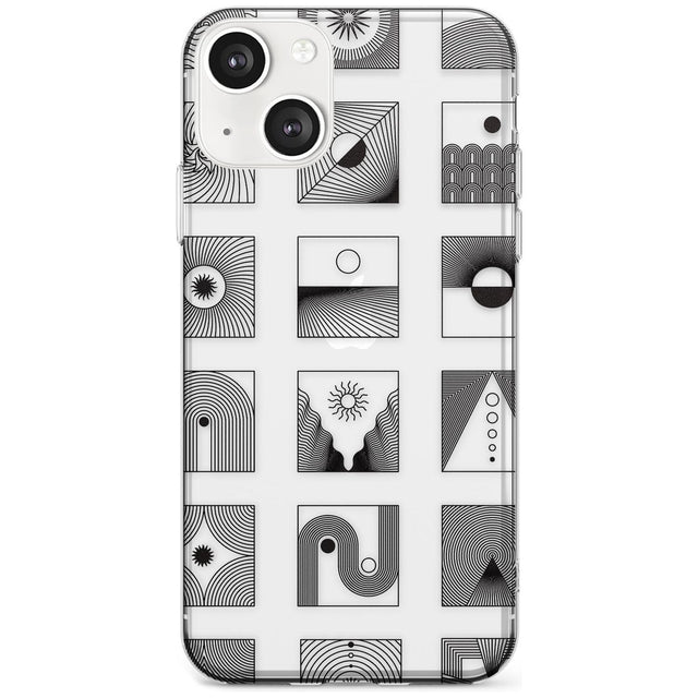 Abstract Lines: Mixed Pattern #2 Phone Case iPhone 13 / Clear Case,iPhone 13 Mini / Clear Case,iPhone 14 / Clear Case,iPhone 14 Plus / Clear Case Blanc Space