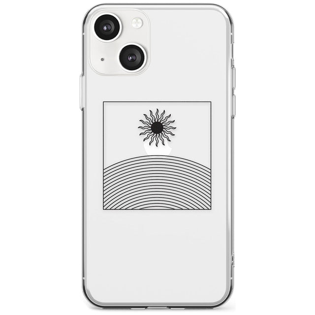 Framed Linework: Rising Sun Phone Case iPhone 13 / Clear Case,iPhone 13 Mini / Clear Case,iPhone 14 / Clear Case,iPhone 14 Plus / Clear Case Blanc Space