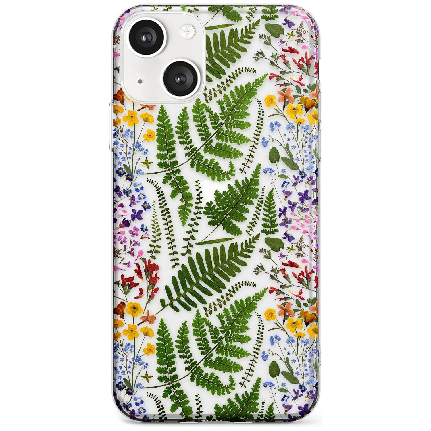 Busy Floral and Fern Design Phone Case iPhone 13 / Clear Case,iPhone 13 Mini / Clear Case,iPhone 14 / Clear Case,iPhone 14 Plus / Clear Case Blanc Space