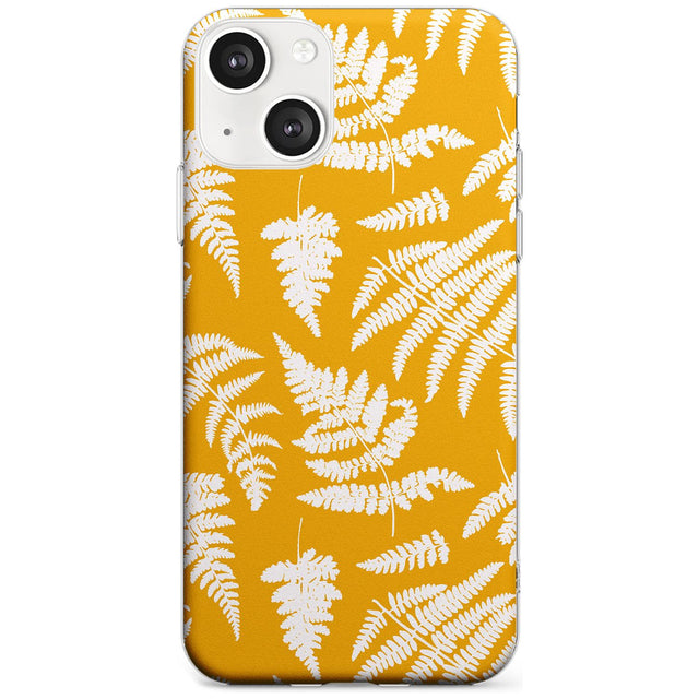 Fern Pattern on Yellow Phone Case iPhone 13 / Clear Case,iPhone 13 Mini / Clear Case,iPhone 14 / Clear Case,iPhone 14 Plus / Clear Case Blanc Space