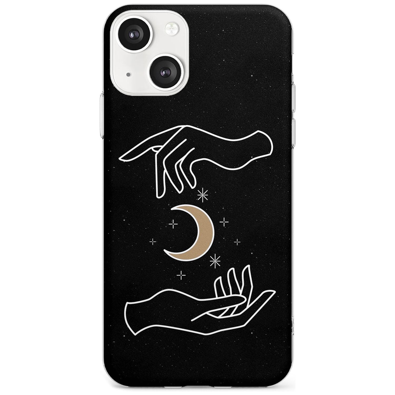 Hands Surrounding Moon Phone Case iPhone 13 / Clear Case,iPhone 13 Mini / Clear Case,iPhone 14 / Clear Case,iPhone 14 Plus / Clear Case Blanc Space