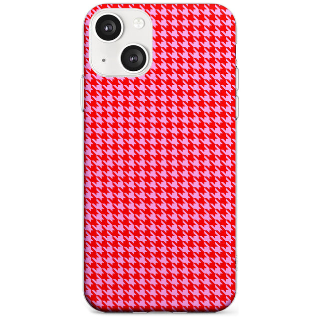 Neon Pink & Red Houndstooth Pattern Phone Case iPhone 13 / Clear Case,iPhone 13 Mini / Clear Case,iPhone 14 / Clear Case,iPhone 14 Plus / Clear Case Blanc Space