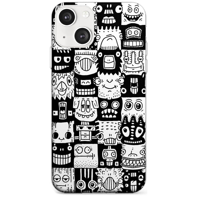 Checkerboard Heads Phone Case iPhone 13 / Clear Case,iPhone 13 Mini / Clear Case,iPhone 14 / Clear Case,iPhone 14 Plus / Clear Case Blanc Space
