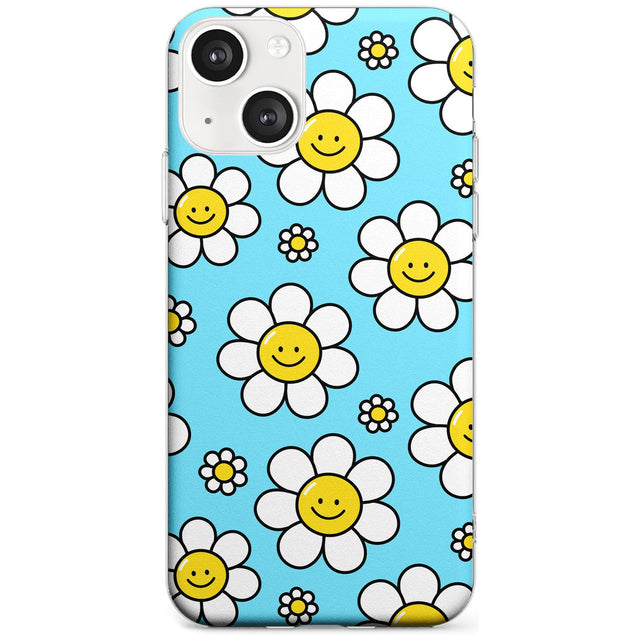 Daisy Faces Kawaii Pattern Phone Case iPhone 13 / Clear Case,iPhone 13 Mini / Clear Case,iPhone 14 / Clear Case,iPhone 14 Plus / Clear Case Blanc Space