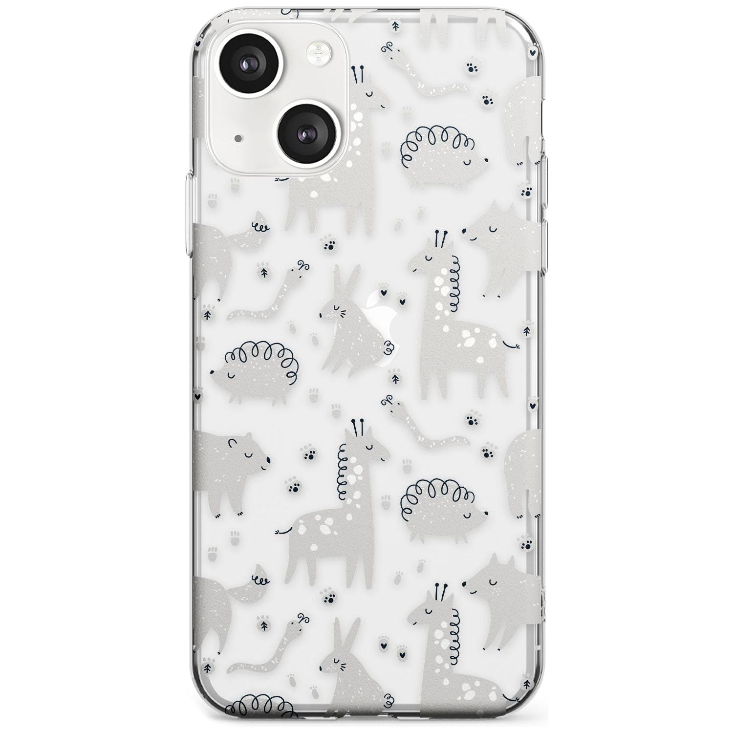 Adorable Mixed Animals Pattern (Clear) Phone Case iPhone 13 / Clear Case,iPhone 13 Mini / Clear Case,iPhone 14 / Clear Case,iPhone 14 Plus / Clear Case Blanc Space