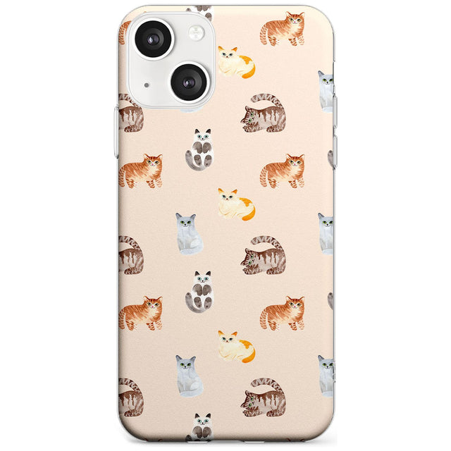Cute Cat Pattern Phone Case iPhone 13 / Clear Case,iPhone 13 Mini / Clear Case,iPhone 14 / Clear Case,iPhone 14 Plus / Clear Case Blanc Space