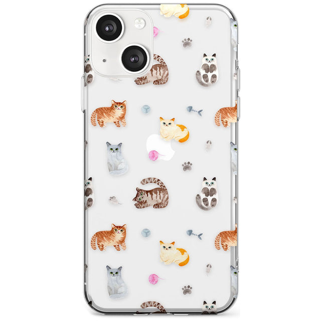 Cats with Toys - Clear Phone Case iPhone 13 / Clear Case,iPhone 13 Mini / Clear Case,iPhone 14 / Clear Case,iPhone 14 Plus / Clear Case Blanc Space