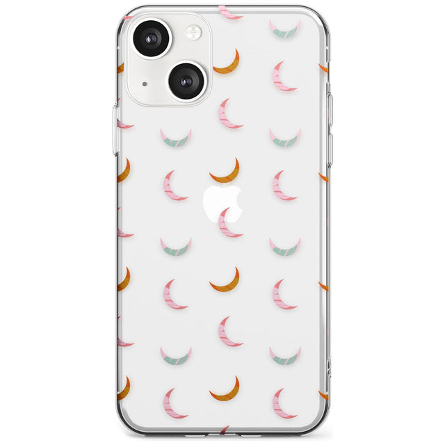 Colourful Crescent Moons Phone Case iPhone 13 / Clear Case,iPhone 13 Mini / Clear Case,iPhone 14 / Clear Case,iPhone 14 Plus / Clear Case Blanc Space