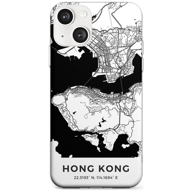 Map of Hong Kong Phone Case iPhone 13 / Clear Case,iPhone 13 Mini / Clear Case,iPhone 14 / Clear Case,iPhone 14 Plus / Clear Case Blanc Space