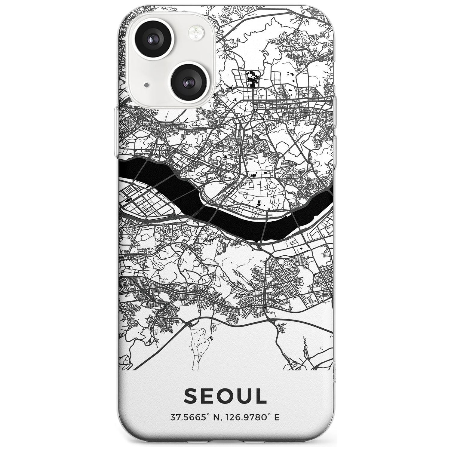 Map of Seoul, South Korea Phone Case iPhone 13 / Clear Case,iPhone 13 Mini / Clear Case,iPhone 14 / Clear Case,iPhone 14 Plus / Clear Case Blanc Space