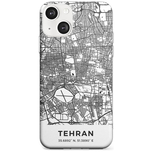 Map of Tehran, Iran Phone Case iPhone 13 Mini / Clear Case,iPhone 13 / Clear Case,iPhone 14 Plus / Clear Case,iPhone 14 / Clear Case Blanc Space