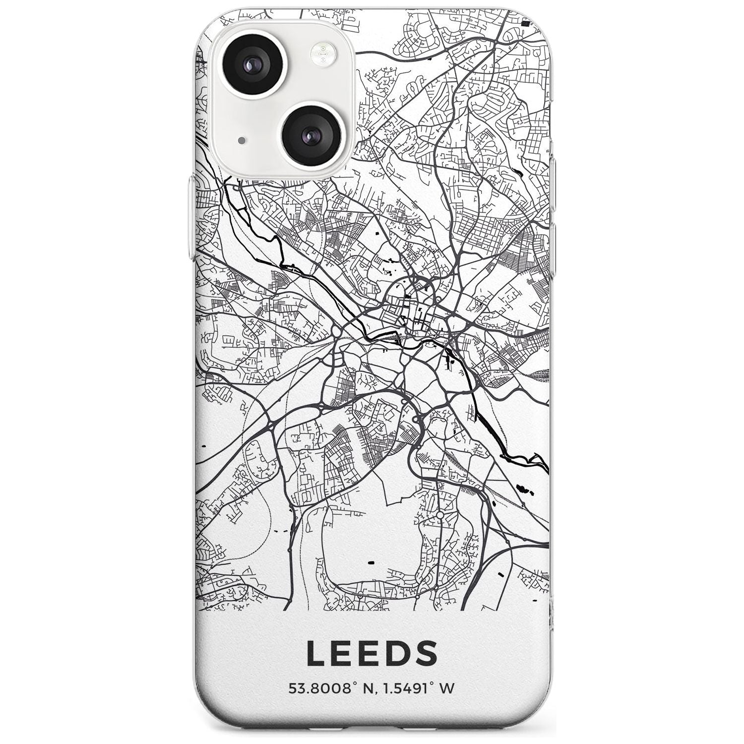Map of Leeds, England Phone Case iPhone 13 / Clear Case,iPhone 13 Mini / Clear Case,iPhone 14 / Clear Case,iPhone 14 Plus / Clear Case Blanc Space