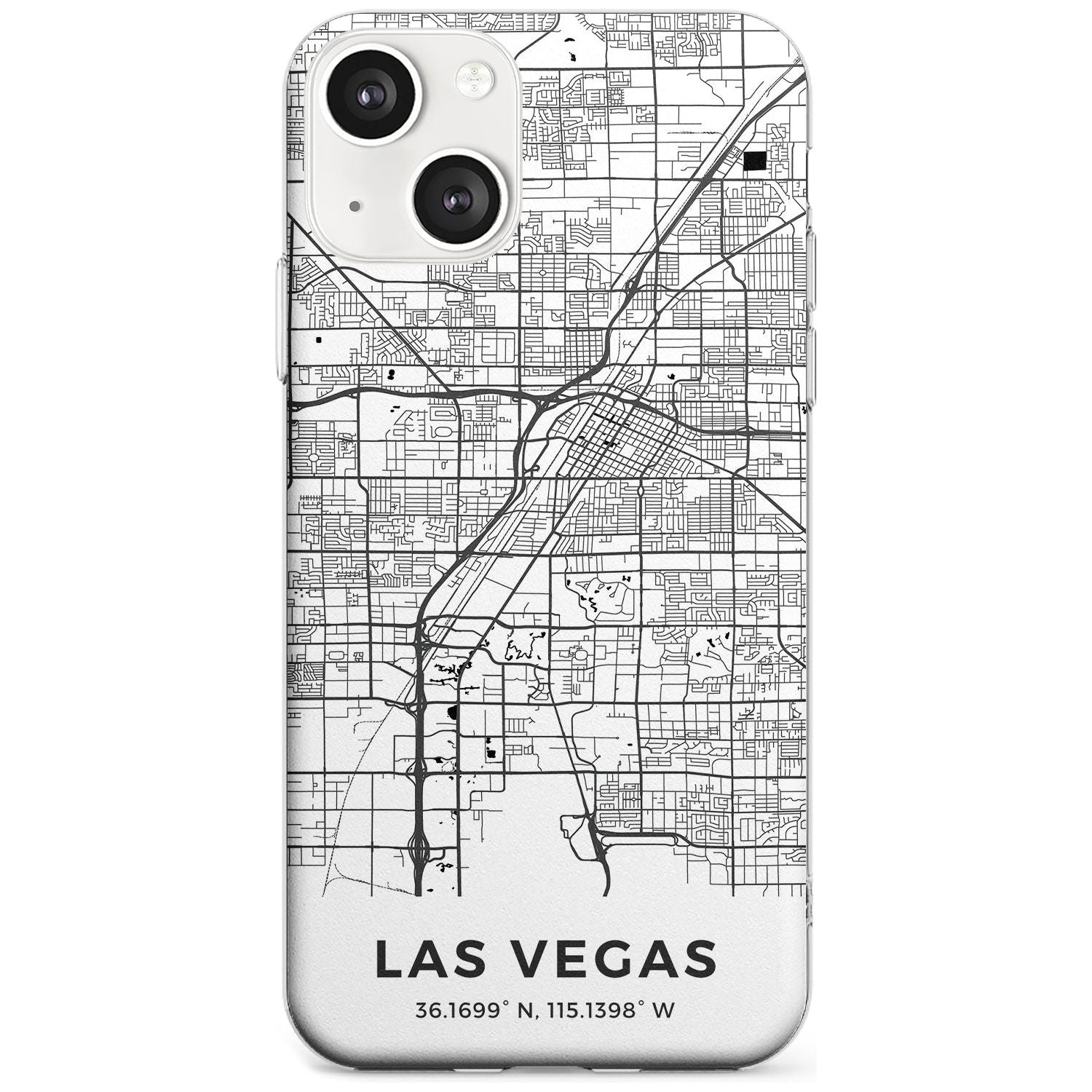 Map of Las Vegas, Nevada Phone Case iPhone 13 / Clear Case,iPhone 13 Mini / Clear Case,iPhone 14 / Clear Case,iPhone 14 Plus / Clear Case Blanc Space