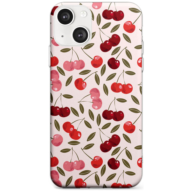 Fruity & Fun Patterns Cherries Phone Case iPhone 13 Mini / Clear Case,iPhone 13 / Clear Case,iPhone 14 Plus / Clear Case,iPhone 14 / Clear Case Blanc Space