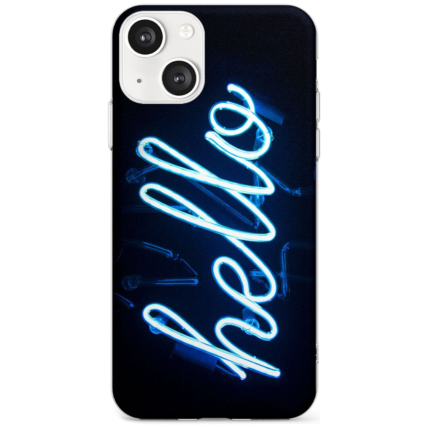 "Hello" Blue Cursive Neon Sign Phone Case iPhone 13 / Clear Case,iPhone 13 Mini / Clear Case,iPhone 14 / Clear Case,iPhone 14 Plus / Clear Case Blanc Space