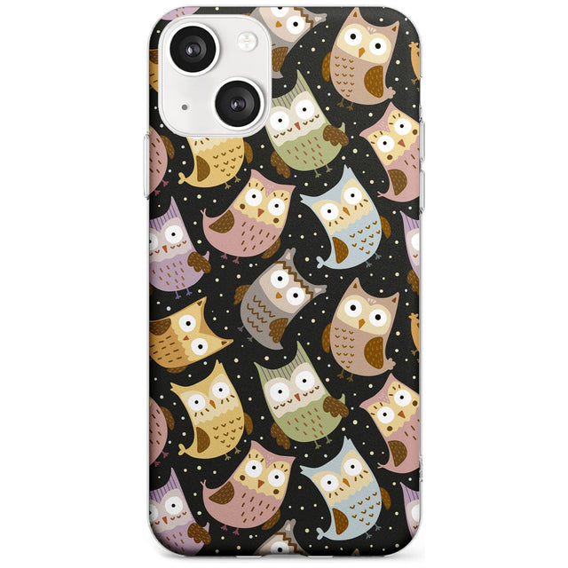 Cute Owl Pattern Phone Case iPhone 13 / Clear Case,iPhone 13 Mini / Clear Case,iPhone 14 / Clear Case,iPhone 14 Plus / Clear Case Blanc Space