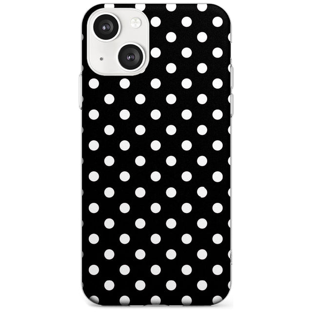 Designer Chic Black Polka Dot Phone Case iPhone 13 Mini / Clear Case,iPhone 13 / Clear Case,iPhone 14 Plus / Clear Case,iPhone 14 / Clear Case Blanc Space