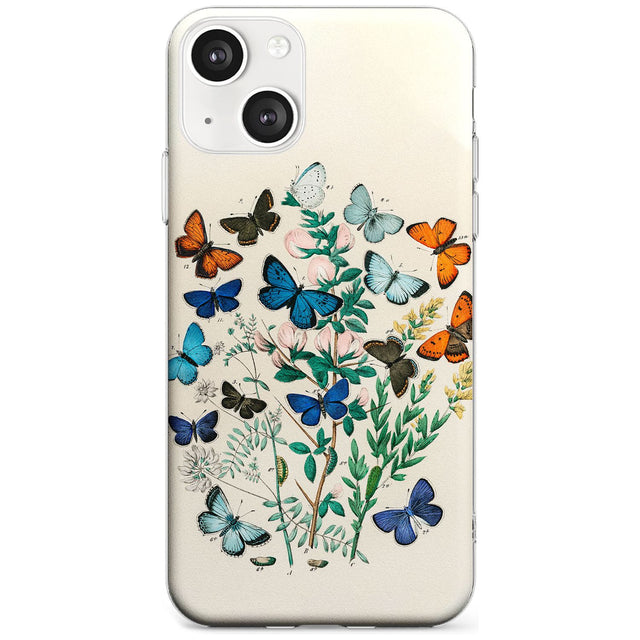 European Butterflies Phone Case iPhone 13 / Clear Case,iPhone 13 Mini / Clear Case,iPhone 14 / Clear Case,iPhone 14 Plus / Clear Case Blanc Space
