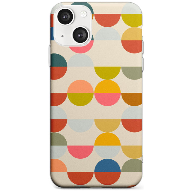 Abstract Retro Shapes: Colourful Circles Phone Case iPhone 13 / Clear Case,iPhone 13 Mini / Clear Case,iPhone 14 / Clear Case,iPhone 14 Plus / Clear Case Blanc Space